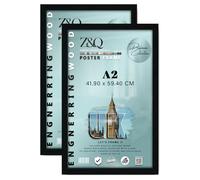 Z&Q pack of 2 MDF Poster Frame A2 (41.90 x 59.40 CM) 23x16 Inch for Modern Pop Art, Digital Prints & Wall Art, Stylish MDF Finish, Secure Hanging for Home Décor [ Black ]