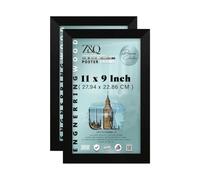 Z&Q Pack of 2 MDF Wood 11 x 9 Inch Poster/Picture Frame | Ideal for Wall Gallery (27.94 x 22.86 CM) Frame for Art and Home Décor [ Matt Black ]
