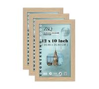 Z&Q -Pack of 3 12x10-Inch Sturdy MDF Wood Poster Frame | Solid Back Clip | Shrink-Wrapped Finish Perfect for Home, Office & Dorm to Display Arts & Achievements - Oak