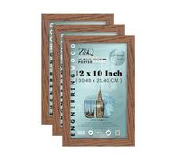 Z&Q -Pack of 3 12x10-Inch Sturdy MDF Wood Poster Frame | Solid Back Clip | Shrink-Wrapped Finish Perfect for Home, Office & Dorm to Display Arts & Achievements - Dark Oak