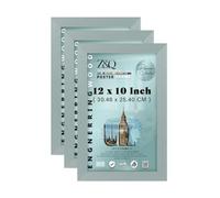 Z&Q -Pack of 3 12x10-Inch Sturdy MDF Wood Poster Frame | Solid Back Clip | Shrink-Wrapped Finish Perfect for Home, Office & Dorm to Display Arts & Achievements -Silver