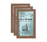 Z&Q -Pack of 3 12x10-Inch Sturdy MDF Wood Poster Frame | Solid Back Clip | Shrink-Wrapped Finish Perfect for Home, Office & Dorm to Display Arts & Achievements - Walnut