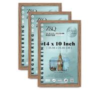 Z&Q -Pack of 3 14x10-Inch Sturdy MDF Wood Poster Frame | Solid Back Clip | Shrink-Wrapped Finish Perfect for Home, Office & Dorm to Display Arts & Achievements - Dark Oak