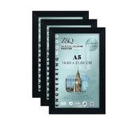 Z&Q Pack of 3 Flat Versatile MDF Wood Finish A5 (14.80 x 21.00 CM) Poster Frame | for Art Gallery 8 x 5.5 Inch Wall Décor & Room Display [ Black ]