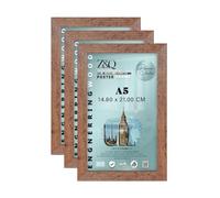 Z&Q Pack of 3 Flat Versatile MDF Wood Finish A5 (14.80 x 21.00 CM) Poster Frame | for Art Gallery 8 x 5.5 Inch Wall Décor & Room Display [ Rustic ]