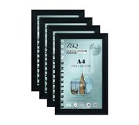 Z&Q pack of 4 MDF Picture Frame A4 (21.00 x 29.70 CM) A4 (29.70 x 21.00 cm) for Auto-Shop Posters, Car Blueprints & Vintage Vehicle Art, Elegant MDF Build, Secure Wall Display [ Black ]