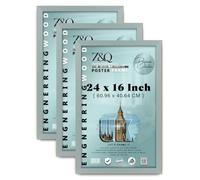 Z&Q Poster Frame | 60.96x40.64 CM Silver Flat Style Frame | MDF 30MM Wide 15mm Deep | Engineered Wood Medium Size | Frame Quantity 3 | Includes 2mm Perspex Glass | Premium Quality