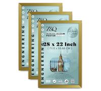 Z&Q Poster Frame with MDF Solid Wood & Clear Perspex-Front & Wall Mounting - Use as a Poster Document Print-Wall Gallery Home Decor 28x22 inch Gold