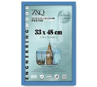 Z&Q - Rectangle Classic Black MDF Wood Finish (33 x 48 CM) Frame for Posters | Eton Wood 19 x 13 Inch For Art Gallery, Home Décor [ Blue ]