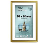 Z&Q - Rectangle Classic Black MDF Wood Finish (90 x 70 cm) Frame for Posters with A1-(59.40 x 84.10 cm) White Mount Eton Wood 36 x 28 Inch For Art Gallery, Home Décor [ Gold ]