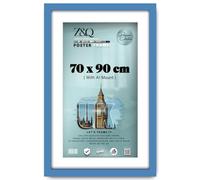 Z&Q - Rectangle Classic Black MDF Wood Finish (90 x 70 cm) Frame for Posters with A1-(59.40 x 84.10 cm) White Mount Eton Wood 36 x 28 Inch For Art Gallery, Home Décor [ Blue ]