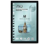 Z&Q - Rectangle Classic Black MDF Wood Finish A1 (59.40 x 84.10 CM) Frame for Posters | Eton Wood 33 x 23 Inch For Art Gallery, Home Décor [ Black ]