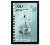 Z&Q - Rectangle Classic Black MDF Wood Finish A1 (59.40 x 84.10 CM) Frame for Posters | Eton Wood 33 x 23 Inch For Art Gallery, Home Décor [ Matt Black ]