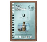 Z&Q - Rectangle Modern MDF Wood Finish A3 (29.70 x 41.90 CM) Poster Frame | Ideal Portrait/Landscape 16 x 11 Inch Display for Wall Gallery [ Walnut ]