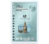 Z&Q - Sleek Eton Wood Finish A2 (41.90 x 59.40 CM) Poster Frame | Portrait/Landscape Display 23 x 16 Inch Perfect for Room Interior, Wall Décor [ White ]