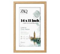 Z&Q - Strong MDF Wood 14 x 11 Inch Poster/Picture Frame with 30.48 x 20.32 cm White Mount Home Décor (35.56 x 27.94 cm) Wall Gallery and Art [ Oak ]