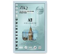 Z&Q | Stylish MDF Picture Frame A2 (41.90 x 59.40 CM) Rich Wood Grain, Classic Wall Mounted Design 16" x 23" Home & Office Display [ Light Grey ]