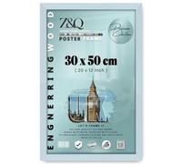 Z&Q Wall Mounted Poster Picture Frame Light Grey 30 x 50 cm Display Painting Photo Print With HD Clear Perspex Both Ways Hanging Hooks MDF Wood 30x15mm Moulding