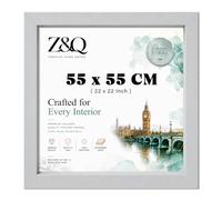 Z&Q Wall Mounted Poster Picture Frame Light Grey 55 x 55 cm Display Painting Photo Print With HD Clear Perspex Both Ways Hanging Hooks MDF Wood 30x15mm Moulding