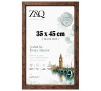 Z&Q Wall Mounted Poster Picture Frame Rustic 45 x 35 cm Display Painting Photo Print With HD Clear Perspex Both Ways Hanging Hooks MDF Wood 30x15mm Moulding