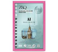Z&Q | Wooden MDF Wall Frame A1 (59.40 x 84.10 CM) Premium Engineered Wood, Poster Holder 33" x 23" Stylish Look, 594 x 841 mm [ Pink ]