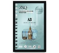 Z&Q | Wooden MDF Wall Frame A3 (29.70 x 41.90 CM) Premium Engineered Wood, Poster Holder 16" x 11" Stylish Look, 297 x 419 mm [ Black ]