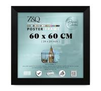 Z&Q Z And Q Elegant Large Square 60 X 60 CM Poster Picture With Solid Engineered Wood Finish And Built In Hanging Hooks 24 X 24 INCH Contemporary Matt Black Border For Wall Art Display