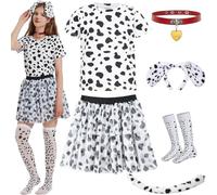 Z-Shop Halloween Dalmatian Costume for Women 2025,Adult Outfit Shirt Headband Ears and Tail Accessories, White, XL