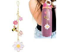 Z-synka Handle Strap and Charm for Owala Water Bottle 24 oz, 32 oz, 40 oz, for Owala Accessories & Stanley Cup Accessories (White Daisy Bee)