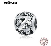 (Z) Wostu Authentic Original 925 Sterling Silver Mori Letter A-z Charm Beads For Women Bracelet & Bangle Diy Jewelry Making