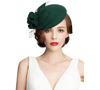 Z&X Vintage 1920s Wool Felt Flower Fascinator Pillbox Hat British Wedding Church Derby Hats for Women Winter Fedoras