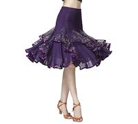 Z&X Women's Ballroom Dancing 360 Degree Long Swing Latin Salsa Rumba Flamenco Dance Skirts for Practice, C- Purple
