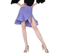 Z&X Women's Latin Salsa Dance Skirt Hi-Lo Fishbone Ruffle Swing Skirt Ballroom Fringe Dancing Skirts with Shorts Tag M, Purple