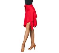 Z&X Women's Latin Salsa Tango Dance Skirt Hip Scarf Smooth Swing Irregular Dancewear Ballroom Dance Dresses for Practice Red