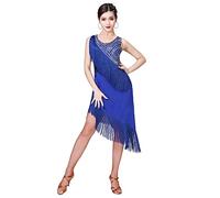 Z&X Women's Short Sleeve Split Leg Fringed Flapper Tango Latin Dance Dress - Multi -