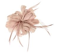 Z&X Women's Sinamay Fascinator Headband Clip Mesh Flower Feather Cocktail Pillbox Hat, D- Nude Pink, One Size