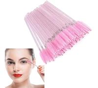 Z-YUEZ 100 PCS Disposable Eyelash Brushes Spoolies: Pink Crystal Mascara Wands Applicator for Eyelash Extensions