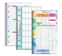 Z-YUEZ A6 Budget Planner Refill,82 Sheets Colorful Loose Leaf Punched Paper Refills Weekly Monthly Planner Calendar for Binder Cover Budgeting Envelope Wallet Bill Saving