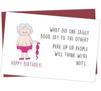 Z-YUEZ Funny Rude Birthday Card with Envelope, Humorous Saggy Boob Design, Blank Inside for Personalized Message, Premium Quality Card for Women, Sister, Friend