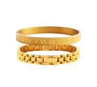 Z ZACHÉ 18K Gold Plated Open Clasp Bangle Bracelet for Women Men Stainless Steel Bangles With Cubic Zirconia Female Jewelry, M, Metal, Cubic Zirconia