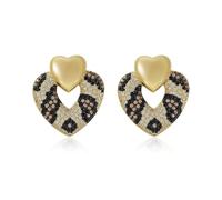 Z ZACHÉ Leopard Print Stud Earrings 22K Gold Plated CZ Cheetah Earrings for Women Hypoallergenic Animal Print Jewelry Gift, M, Brass, No Gemstone