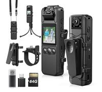 Z11 2K Body Worn Camera - 64GB Camera, 1700mAh Battery, 7 Hrs Video, 180° Rotatable Lens for Cycling, Delivering Goods, and Law Enforcement