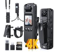 Z11 4K Body Camera with Audio and Video Recording, 128GB Small Body Cam with 180° Rotating Lens, 6HR Battery & Night Vision, Wearable Camera for Pet, Home, Office, Security Police Law Enforcement