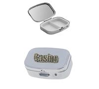z11 Casino Pewter Silver Metal Pill Box, 2 Slot Medicine Organizer, Rectangle Travel Tablet Case, 60x40x15mm