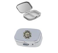 Z13 Casino Poker Chip Pewter Silver Metal Pill Box, 2 Slot Medicine Organizer, Rectangle Travel Tablet Case, 60x40x15mm