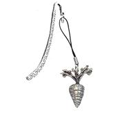 Z16 Carrot Vegetable Produce Pattern Bookmark with Cord, 3D English Pewter Charm, Silver, 7.6cm, Made in Sheffield