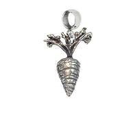 Z16 Carrot Vegetable Produce Pewter Charm with Bail, 5mm Hole, Silver Colour, English Pewter, for Bracelet or Necklace