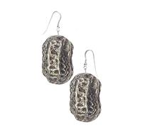 z19 Peanut In Shell English Pewter Dangle Earrings on 925 Sterling Silver Hooks, Lead Free, Handmade