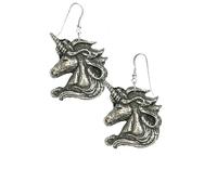 Z2 Unicorn's Head Fine English Pewter design on 925 hook drop sterling silver earrings