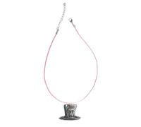 z30 Mad Hatter Top Hat Pewter Pendant on Pink Cord Necklace, Handmade, 53.34cm Adjustable, Unisex
